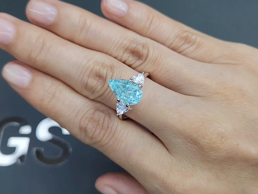 Neon blue Paraiba tourmaline in pear cut 4.36 carats, Mozambique Image №5