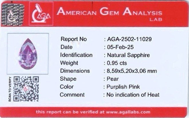 Unheated purple sapphire pear shaped 0.95 carats, Madagascar  Image №6