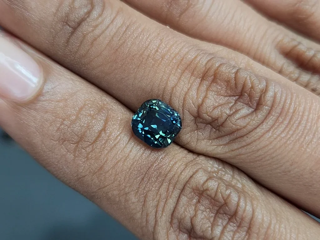 Unheated Teal sapphire cushion cut 3.03 carats, Madagascar Image №2