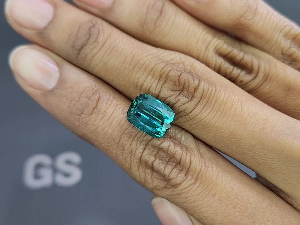 Vibrant Lagoon tourmaline in cushion cut 5.23 carats, Afghanistan Image №2