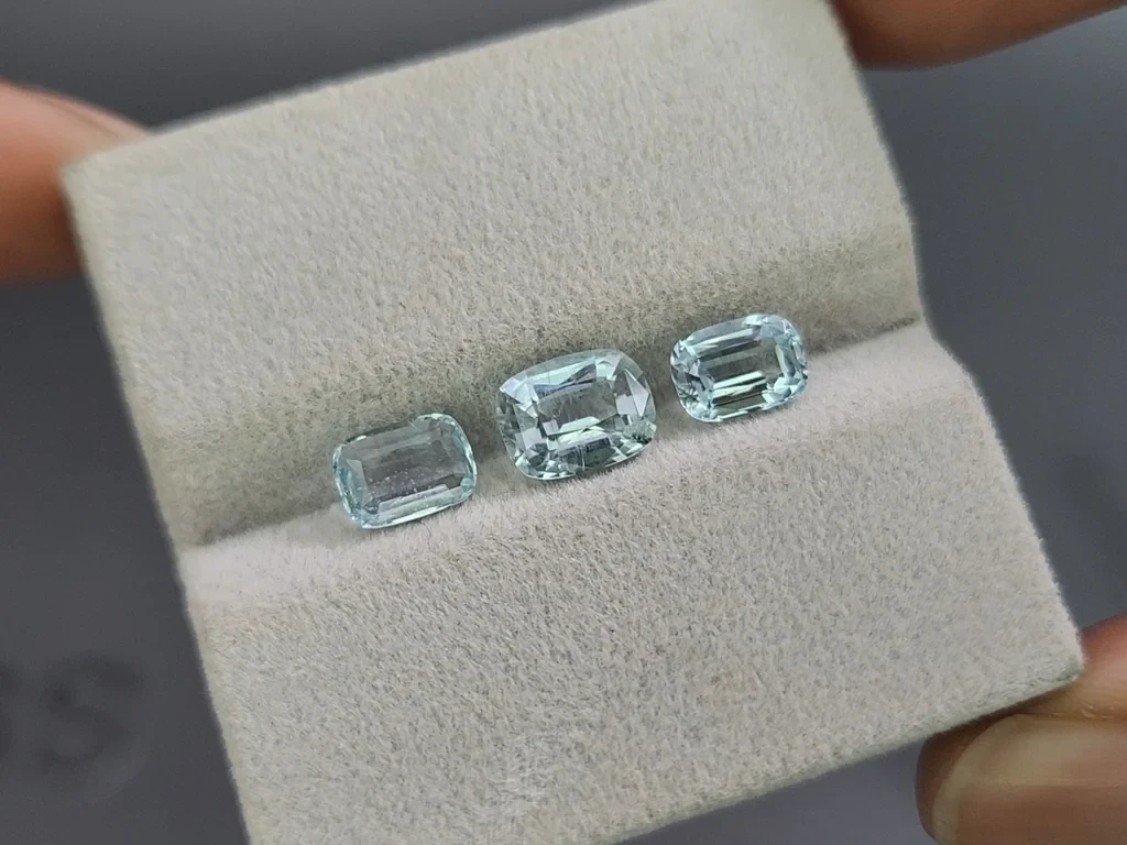 Set of aquamarines cushion cut  2.73 carats, Madagascar Image №5