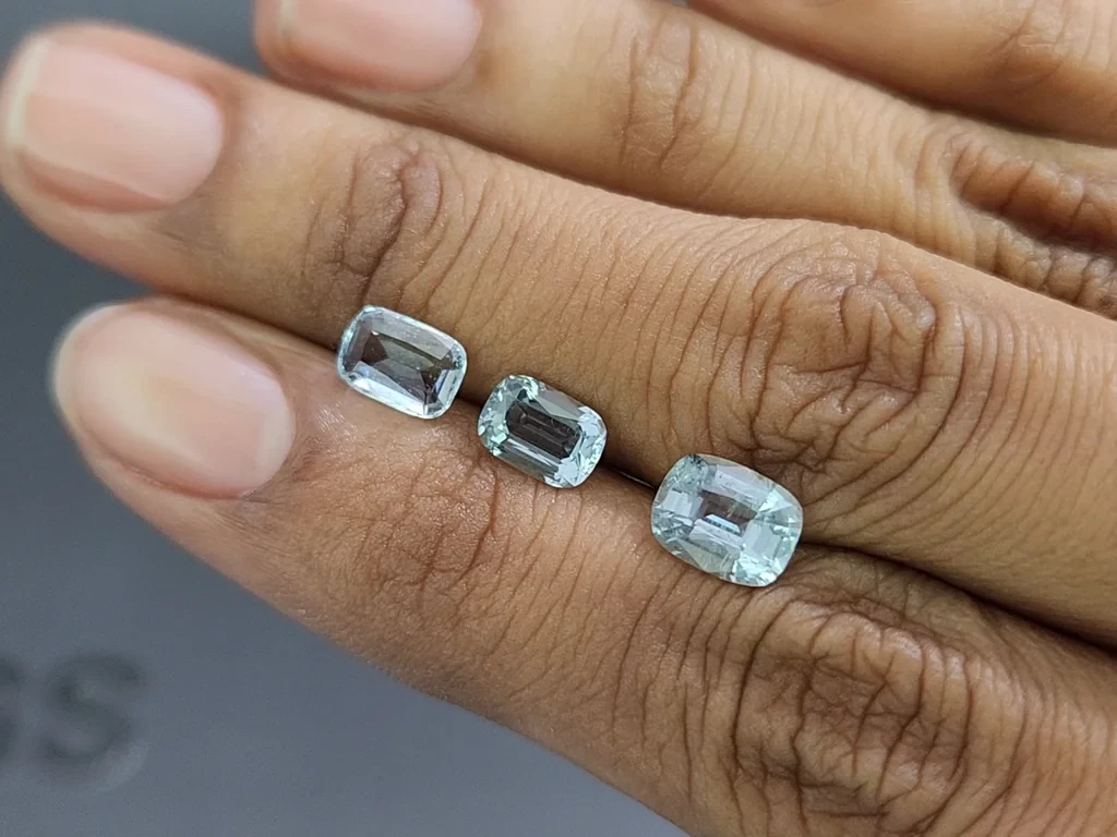 Set of aquamarines cushion cut  2.73 carats, Madagascar Image №2