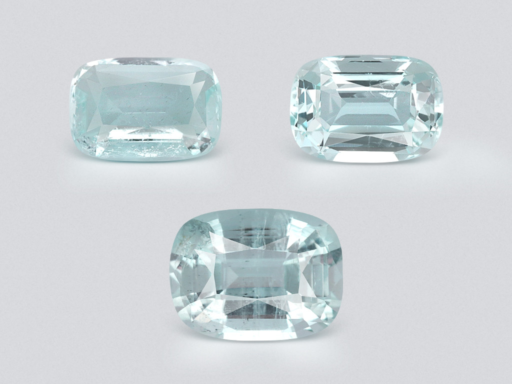 Set of aquamarines cushion cut  2.73 carats, Madagascar Image №1