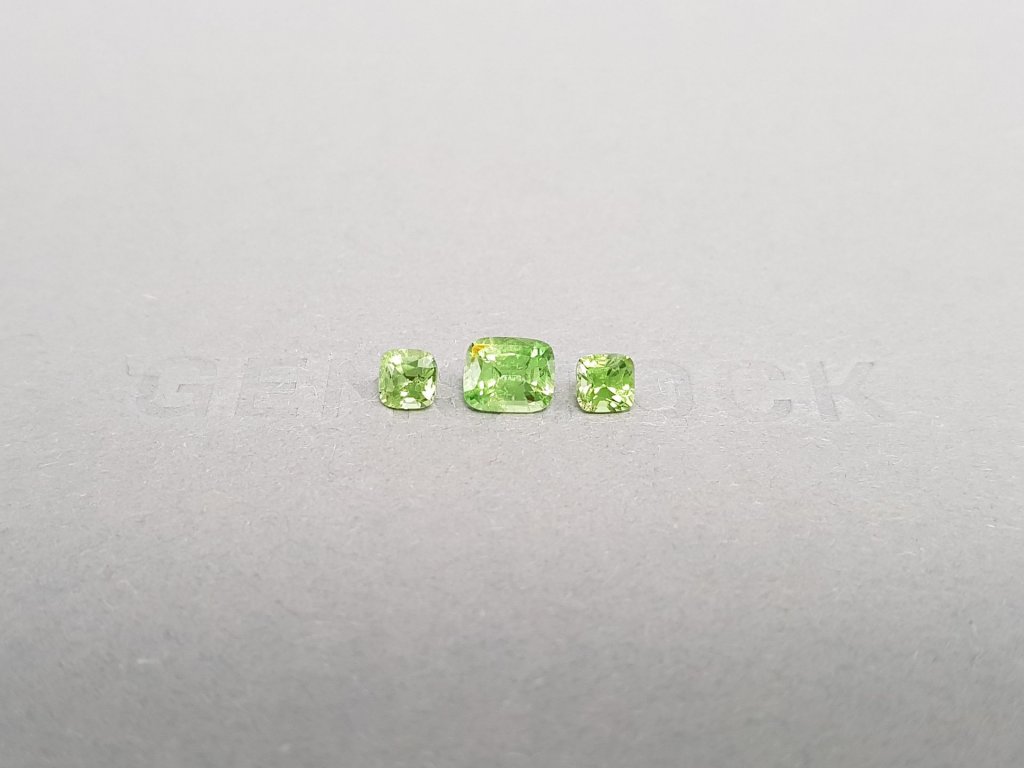 Set of yellow-green tsavorite cushion cut 1.63 ct Image №2