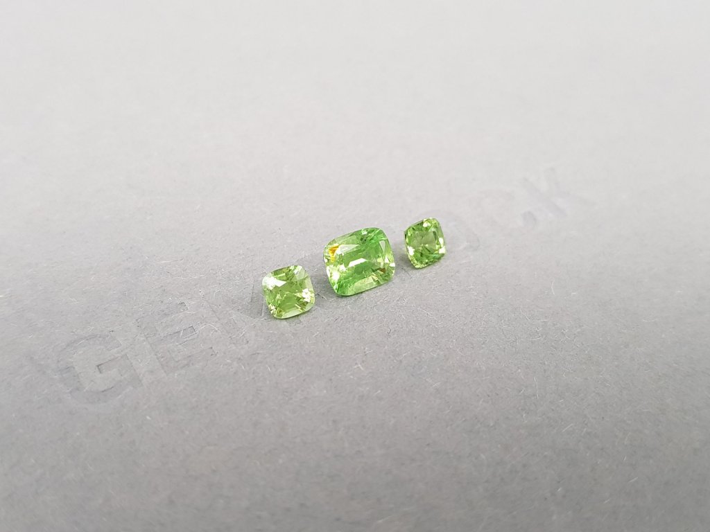 Set of yellow-green tsavorite cushion cut 1.63 ct Image №3