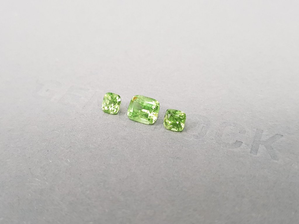 Set of yellow-green tsavorite cushion cut 1.63 ct Image №4
