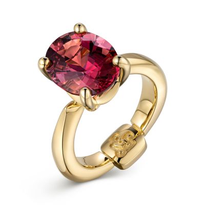Rubellite tourmaline 4.42 ct ring in 18K yellow gold photo