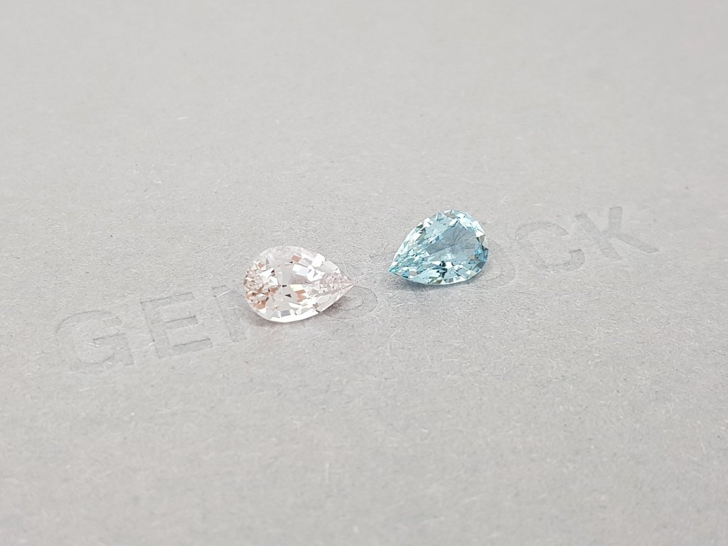 Pair of pink morganite and blue aquamarine 2.29 ct, Africa Image №3