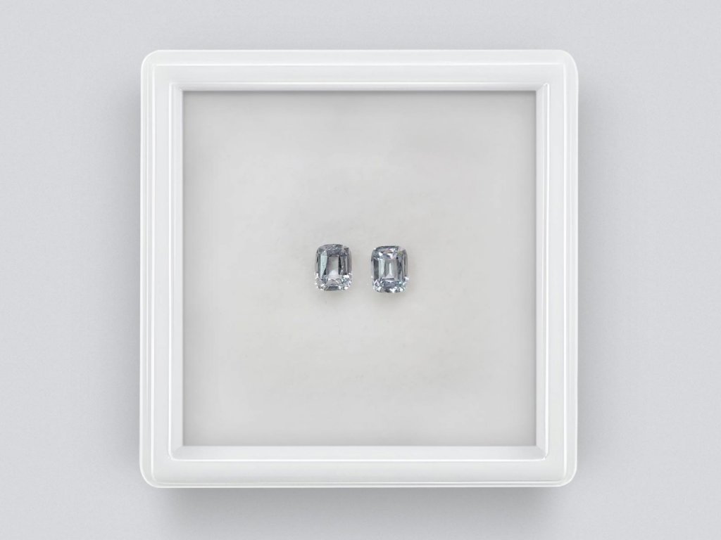 Pair of unheated colorless cushion cut sapphires 0.69 carats, Madagascar Image №1