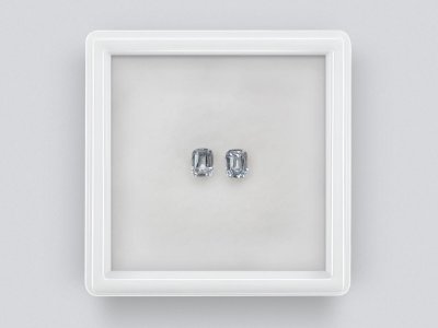 Pair of unheated colorless cushion cut sapphires 0.69 carats, Madagascar photo