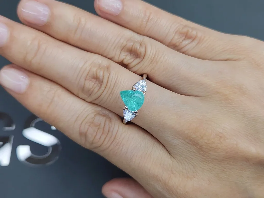 Greenish-blue Paraiba tourmaline in pear cut 1.27 carats, Mozambique Image №5