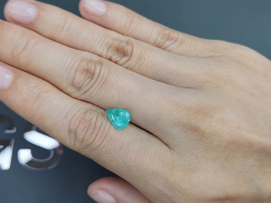 Greenish-blue Paraiba tourmaline in pear cut 1.27 carats, Mozambique Image №2