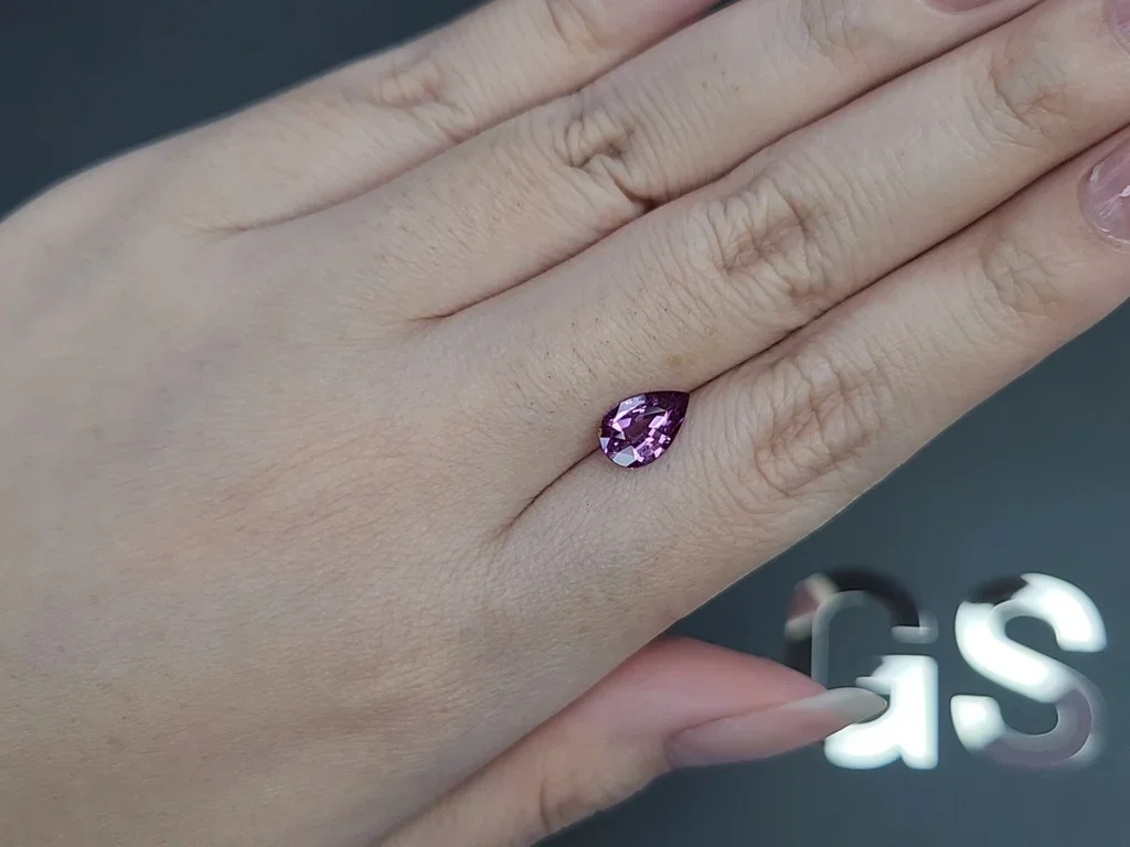 Unheated purple sapphire pear shaped 1.22 carats, Madagascar  Image №2