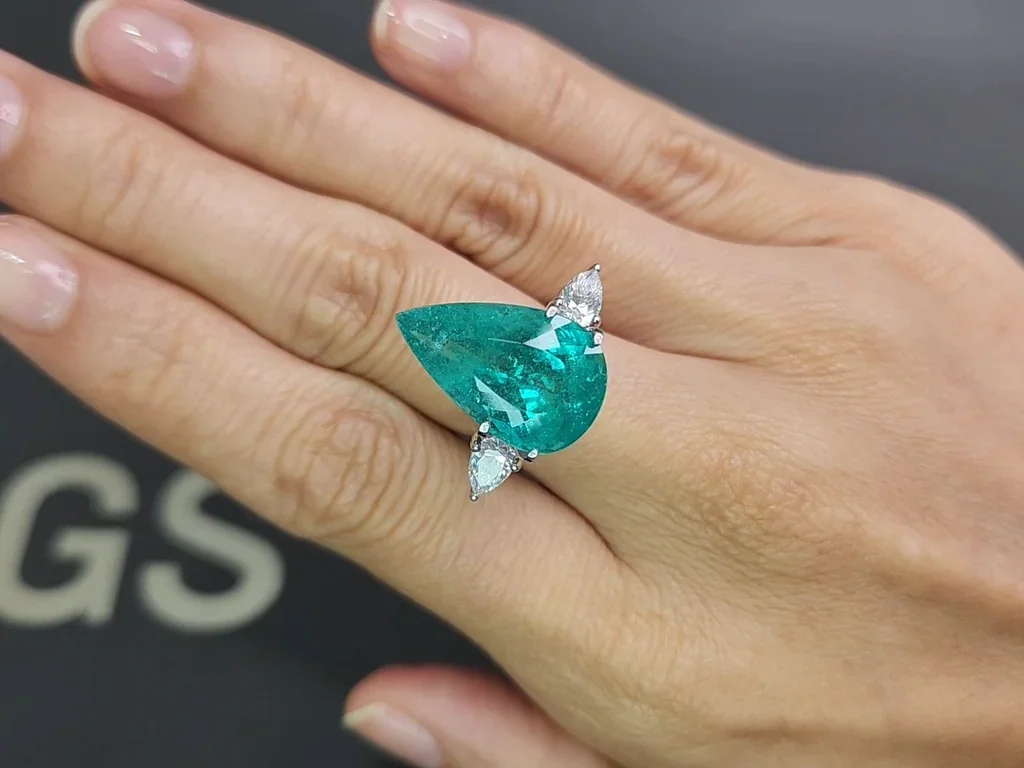 Large tourmaline Paraiba in pear cut 11.84 carats, Nigeria Image №5