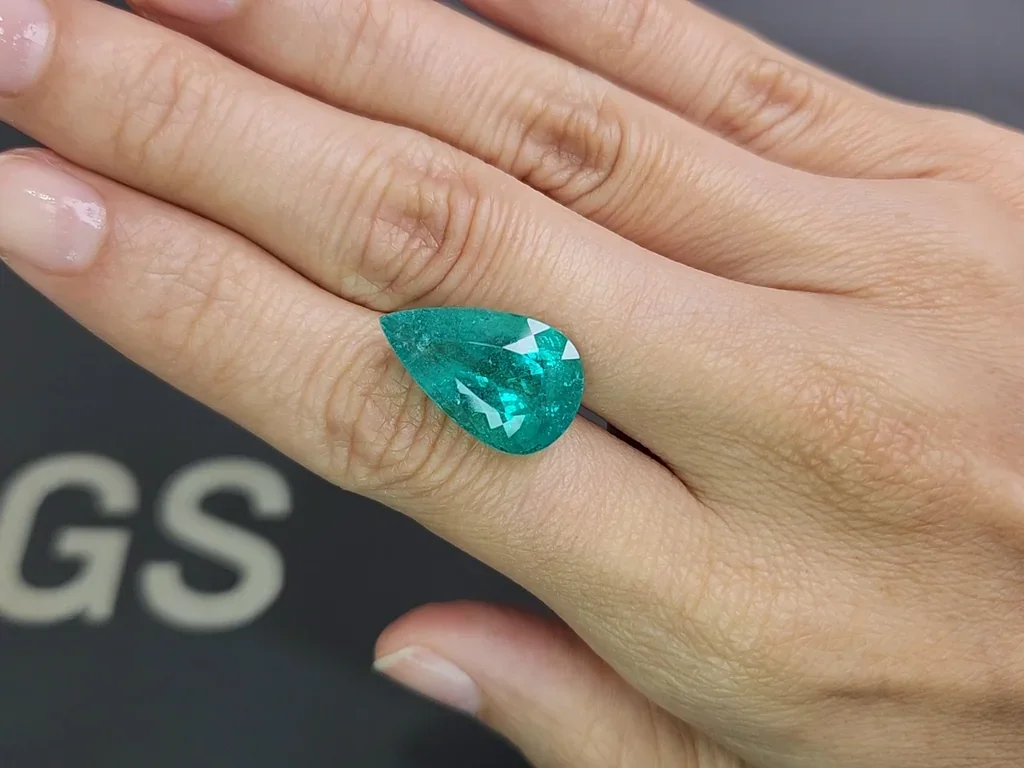 Large tourmaline Paraiba in pear cut 11.84 carats, Nigeria Image №2