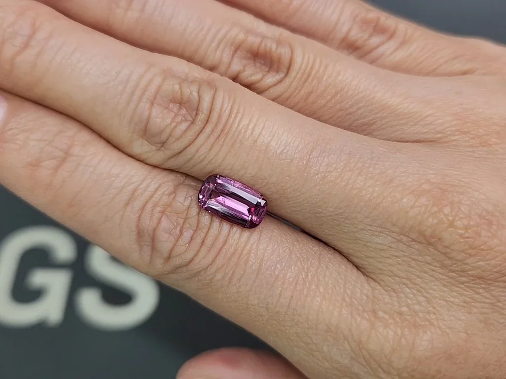 Rhodolite garnet cushion cut  2.30 carats, Tanzania Image №2