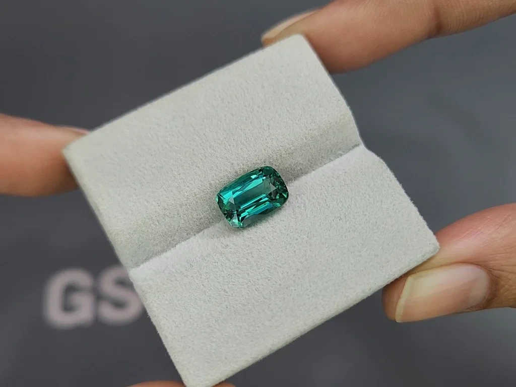 Vibrant Lagoon tourmaline in cushion cut 3.40 carats, Afghanistan Image №4