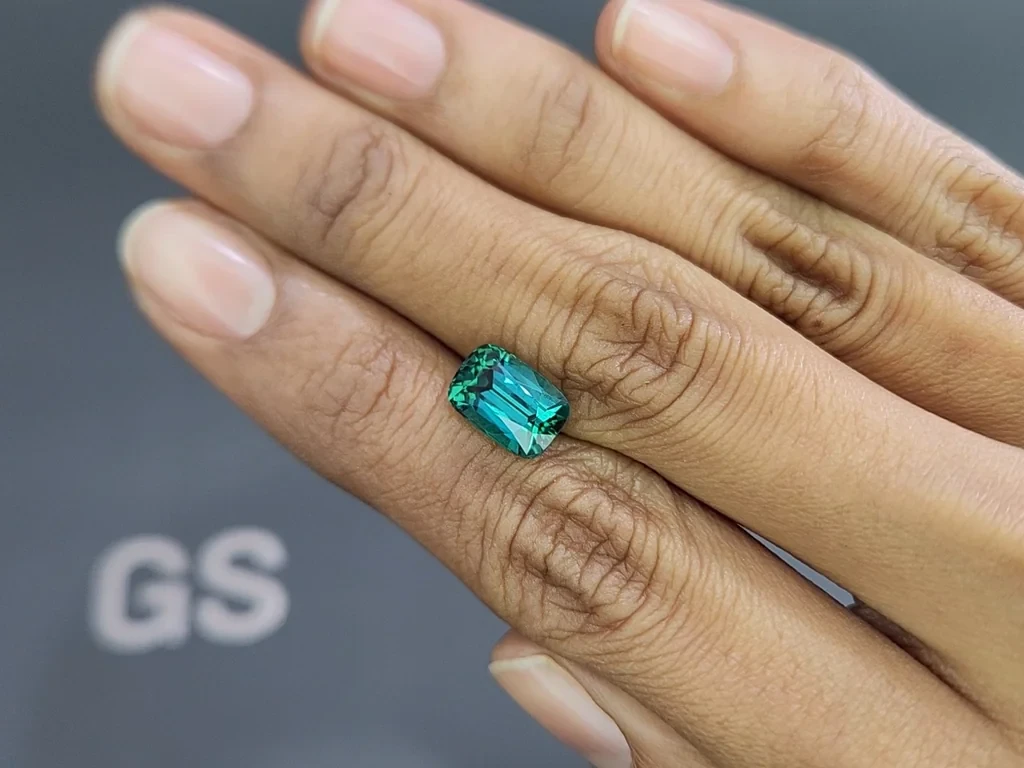 Vibrant Lagoon tourmaline in cushion cut 3.40 carats, Afghanistan Image №2