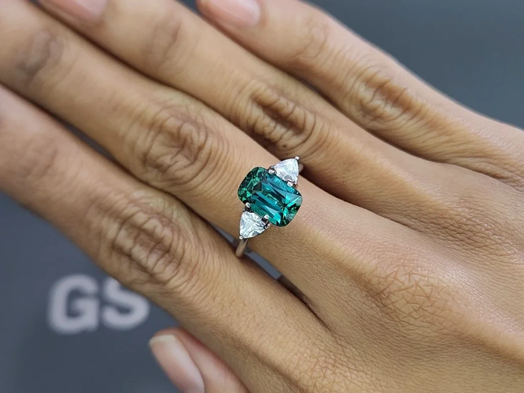 Vibrant Lagoon tourmaline in cushion cut 3.40 carats, Afghanistan Image №5