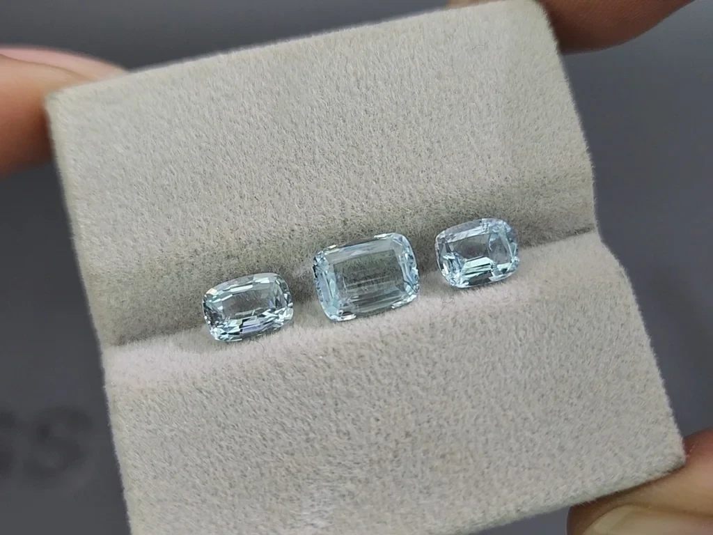 Set of aquamarines cushion cut 2.61 carats, Madagascar Image №5