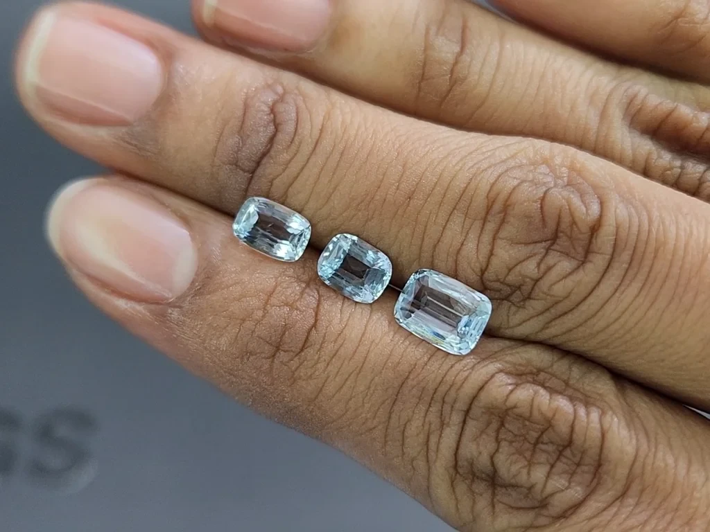 Set of aquamarines cushion cut 2.61 carats, Madagascar Image №2