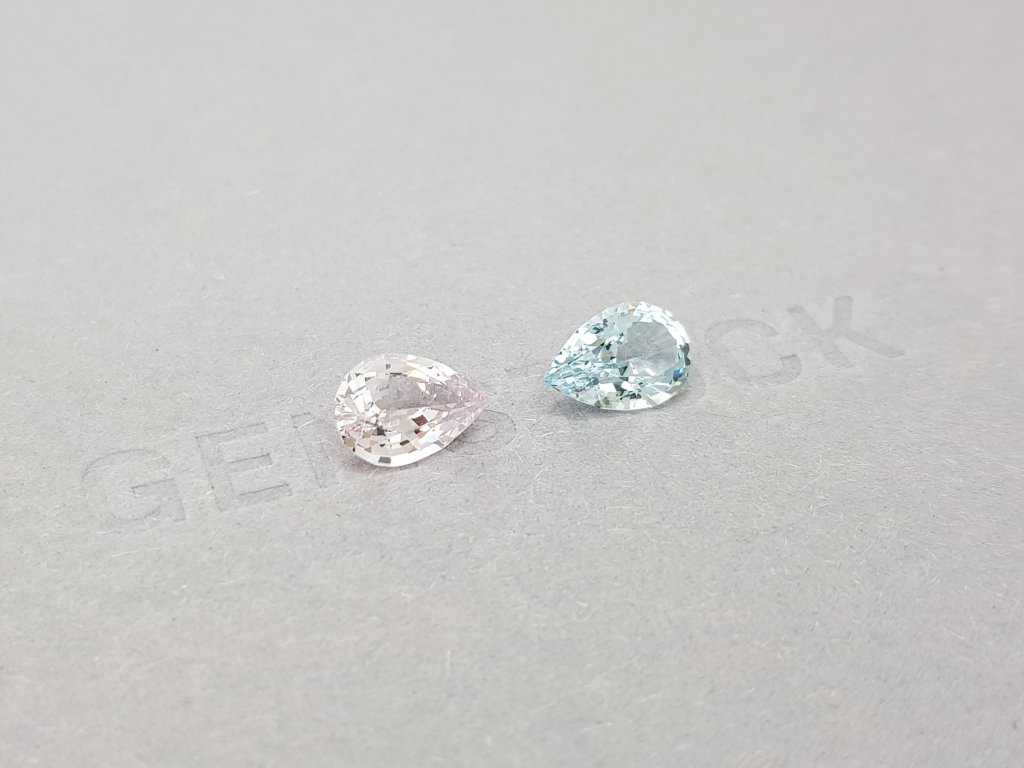 Pair of pear cut aquamarine and morganite 2.71 ct, Africa Image №3