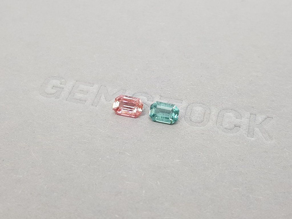 Pair of blue and pink octagon-cut tourmalines 1.04 ct Image №3