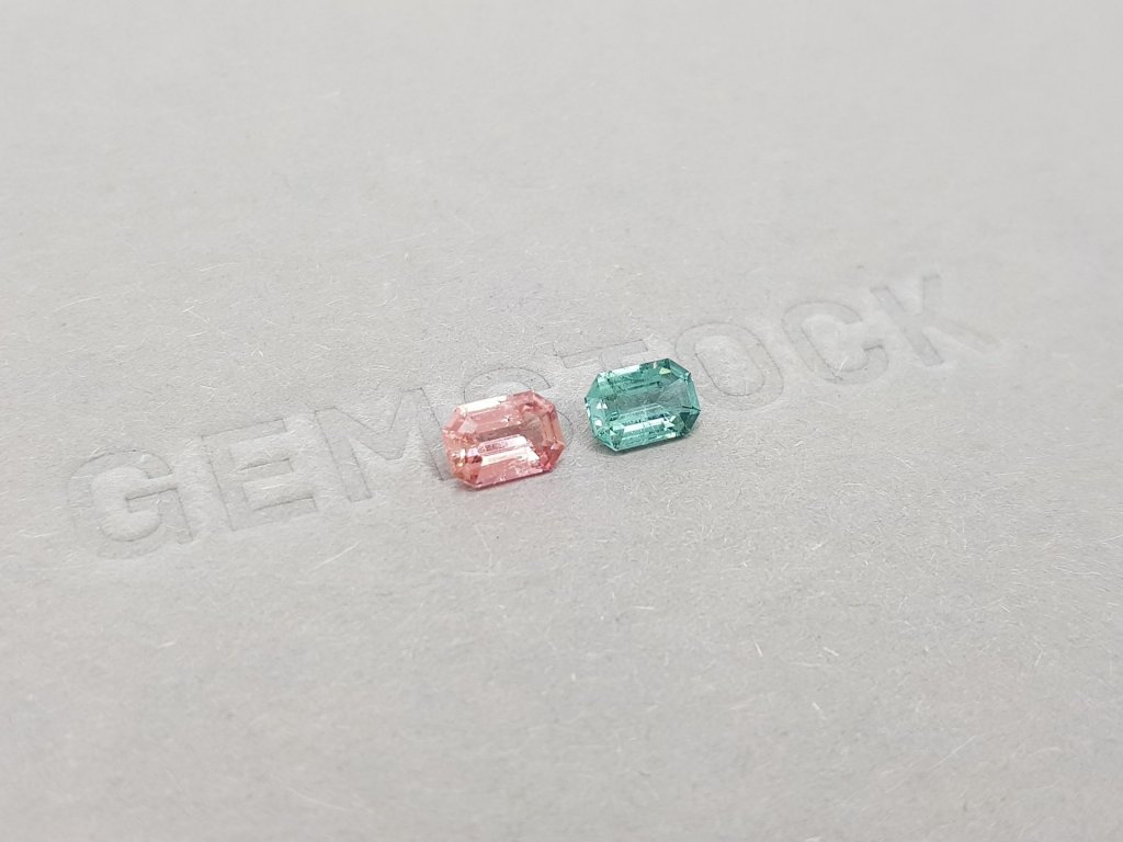 Pair of blue and pink octagon-cut tourmalines 1.04 ct Image №2