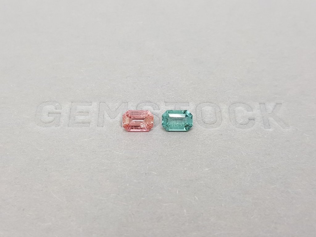 Pair of blue and pink octagon-cut tourmalines 1.04 ct Image №1