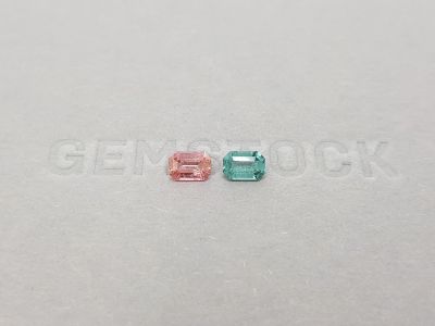Pair of blue and pink octagon-cut tourmalines 1.04 ct photo