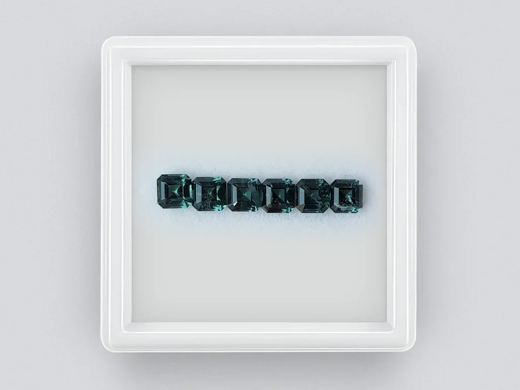 Asscher Cut Blue Green Spinel Set 2.38ct Image №1