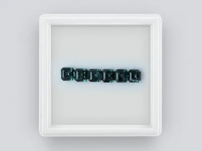 Asscher Cut Blue Green Spinel Set 2.38ct photo