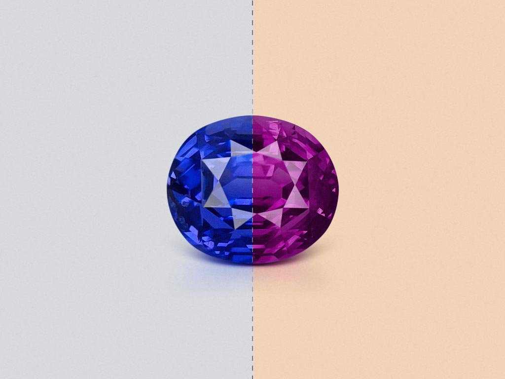 Unheated color change blue to violet sapphire in oval cut 10.14 carat, Sri Lanka Image №1