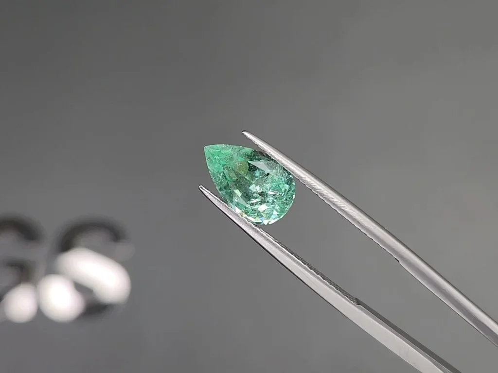 Neon greenish-blue Paraiba tourmaline in pear cut 2.14 carats, Mozambique  Image №3