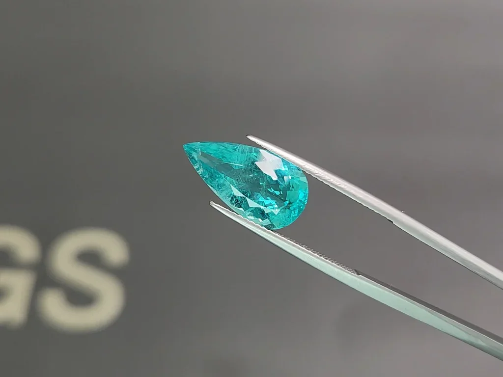 Neon blue Paraiba tourmaline in pear cut  5.45 carats, Nigeria Image №3