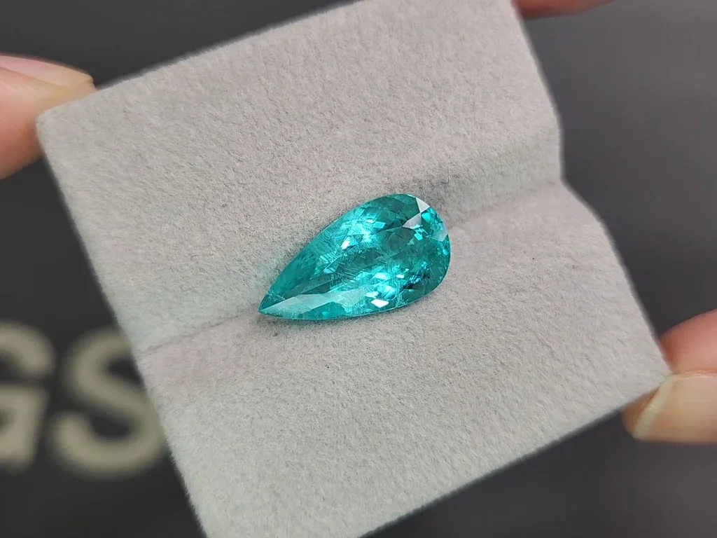 Neon blue Paraiba tourmaline in pear cut  5.45 carats, Nigeria Image №4