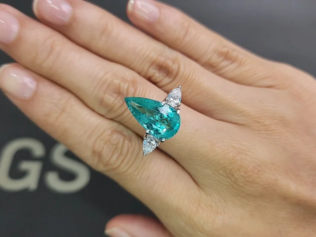Neon blue Paraiba tourmaline in pear cut  5.45 carats, Nigeria Image №5