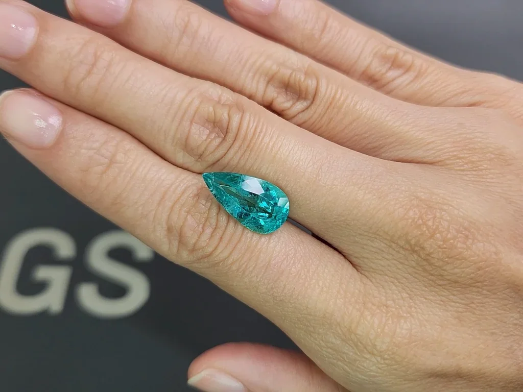 Neon blue Paraiba tourmaline in pear cut  5.45 carats, Nigeria Image №2