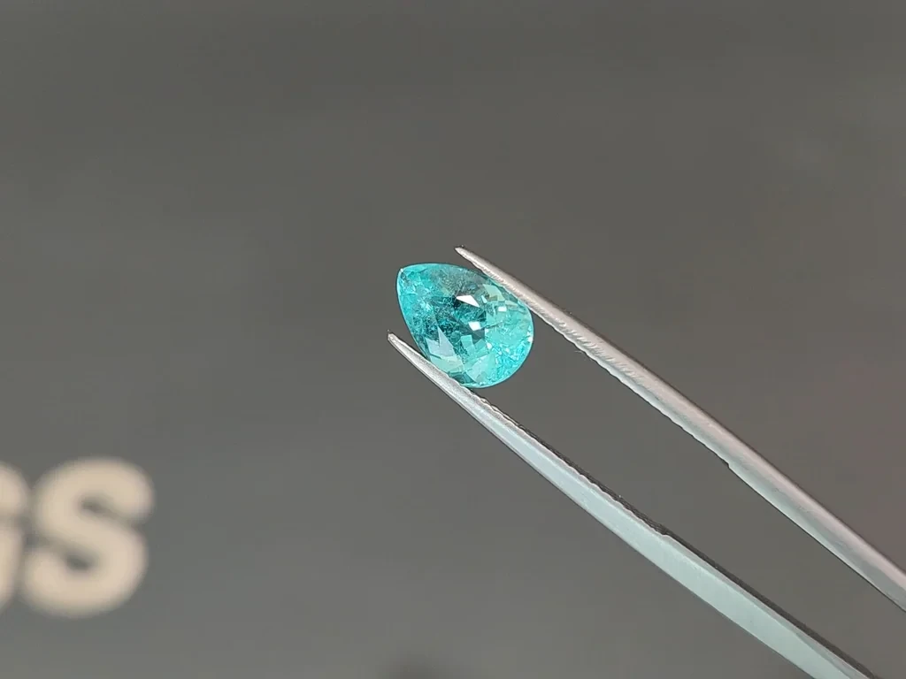 Neon greenish blue Paraiba tourmaline pear cut 1.91 carats, Afghanistan Image №3