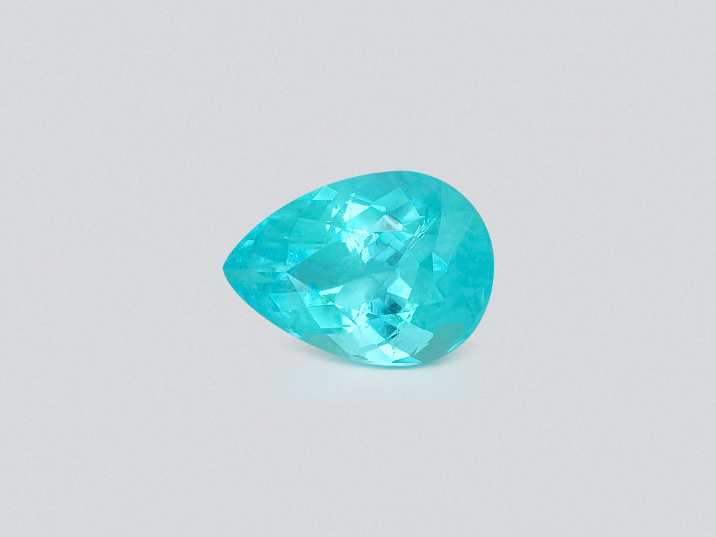 Neon greenish blue Paraiba tourmaline pear cut 1.91 carats, Afghanistan Image №1