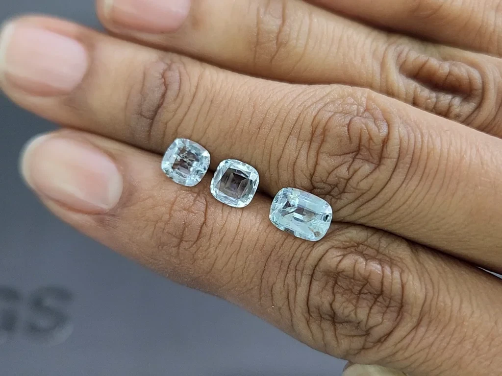 Set of aquamarines cushion cut 2.51 carats, Madagascar Image №2