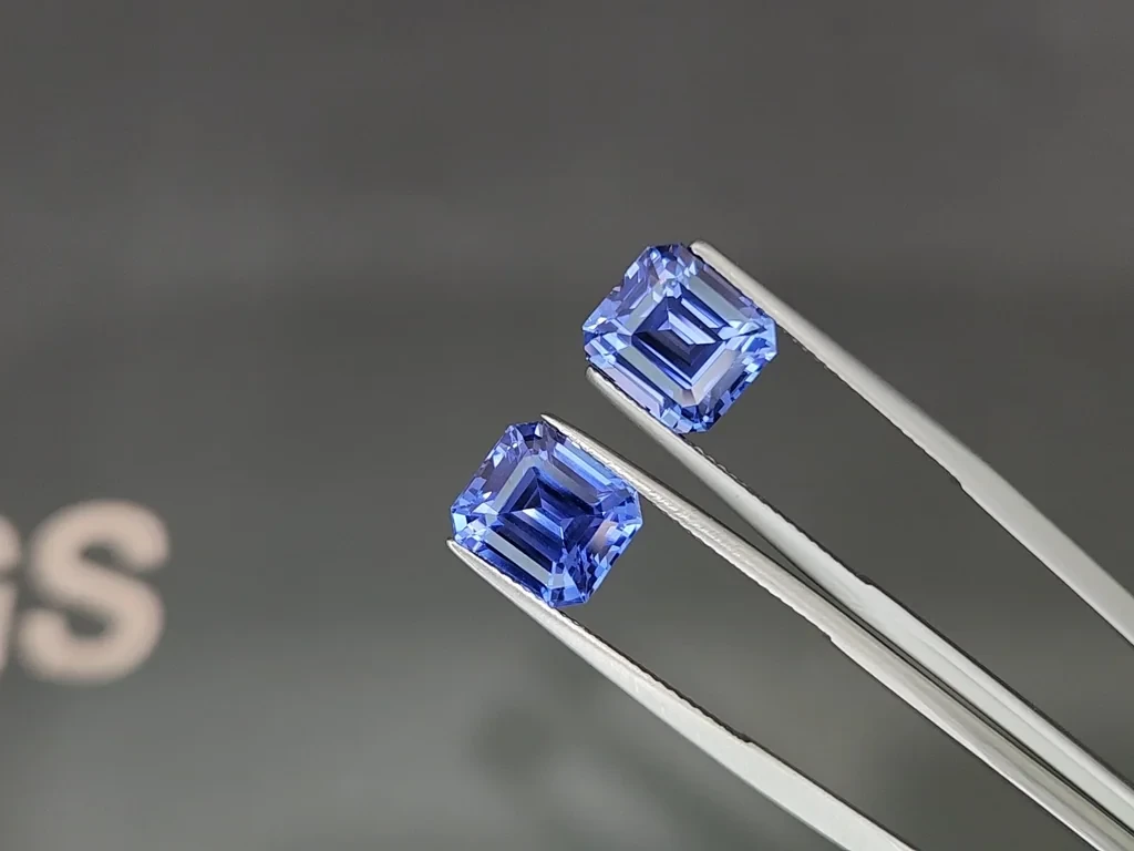 Pair of sapphires Intense Blue octagon cut 11.36 carats, Sri Lanka Image №3
