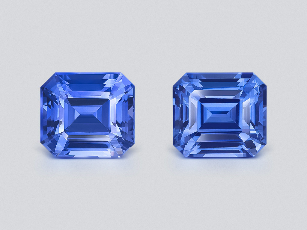Pair of sapphires Intense Blue octagon cut 11.36 carats, Sri Lanka Image №1