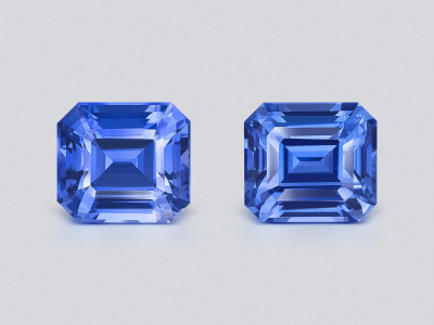 Pair of sapphires Intense Blue octagon cut 11.36 carats, Sri Lanka photo