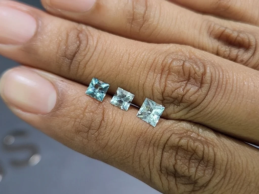 Set aquamarines princess cut 1.49 carats, Madagascar Image №2