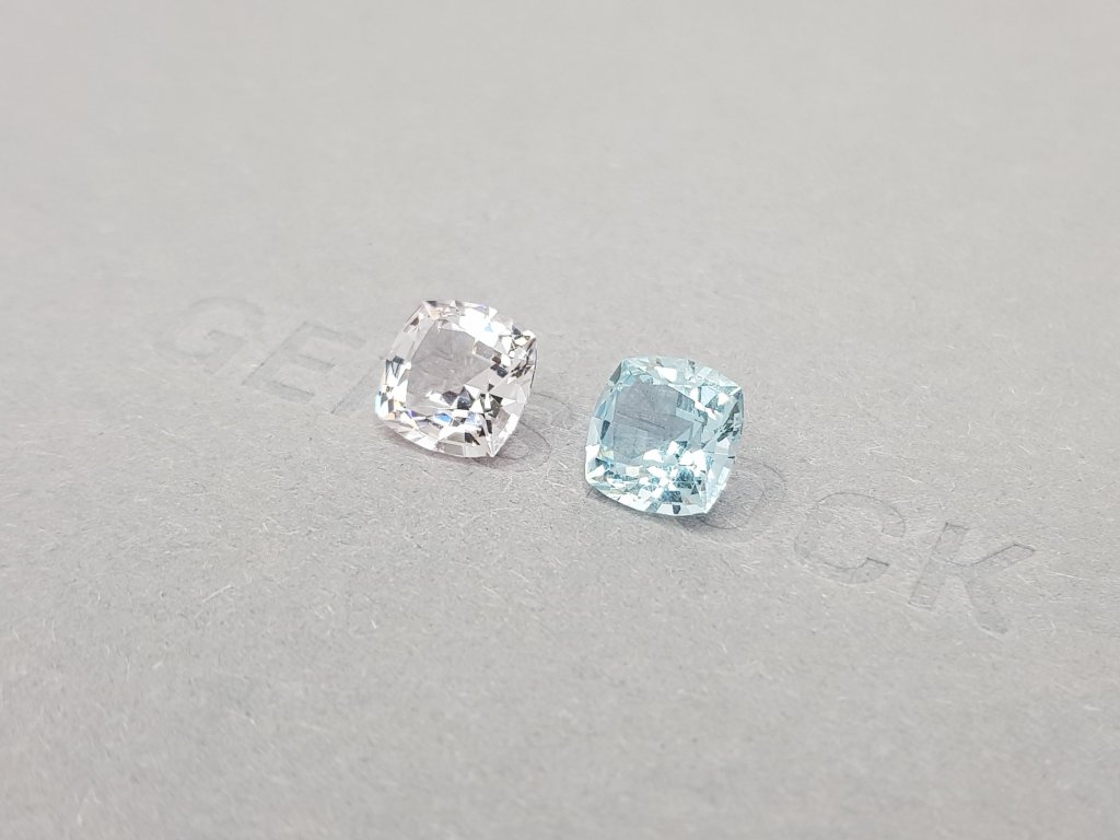 Pair of cushion cut aquamarine and morganite 4.08 ct Image №3