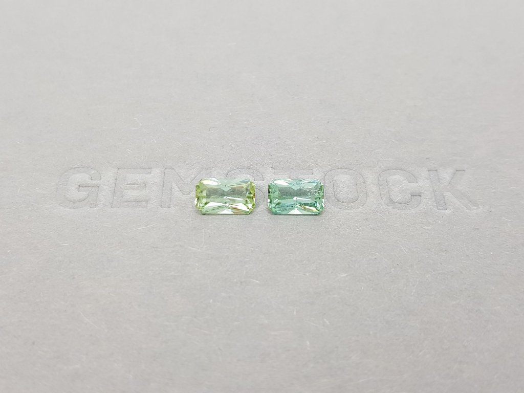 Pair of radiant-cut green tourmalines 1.33 ct, Afghanistan Image №2