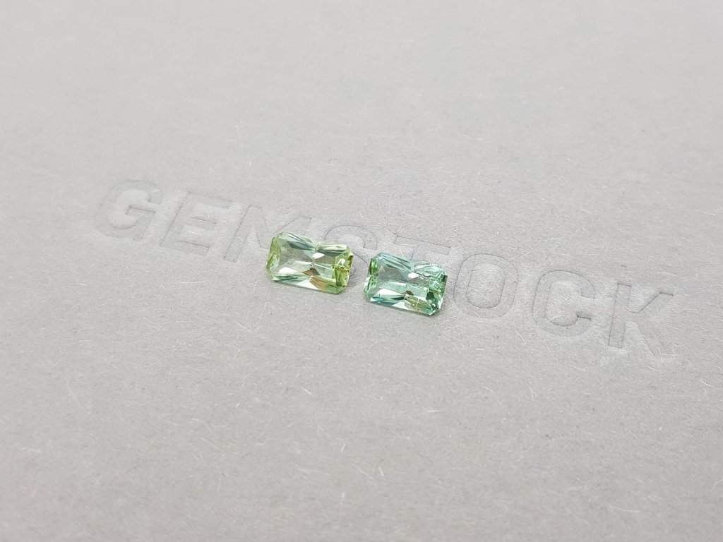 Pair of radiant-cut green tourmalines 1.33 ct, Afghanistan Image №4