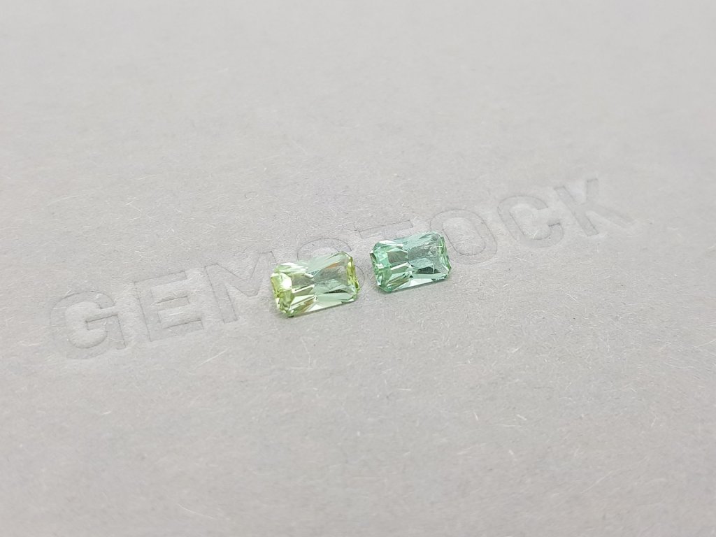 Pair of radiant-cut green tourmalines 1.33 ct, Afghanistan Image №3