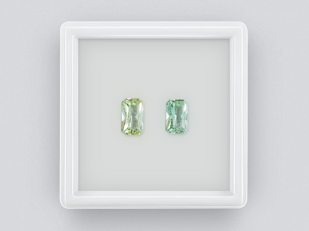 Pair of radiant-cut green tourmalines 1.33 ct, Afghanistan Image №1